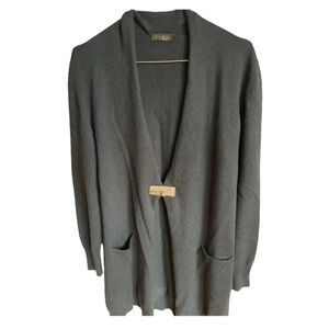 Preloved-Peserico-Made in Italy-Cashmere sweater cardigan leather buckle-Sz IT44